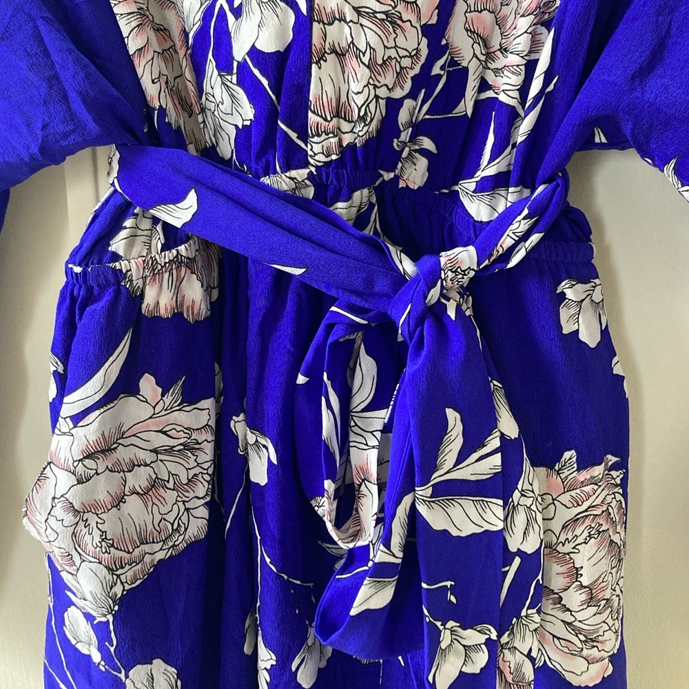 YUMI KIM Rare Silk Floral Mini Dress Party Tie-Waist V-Neck Summer Dress - Picture 11 of 15